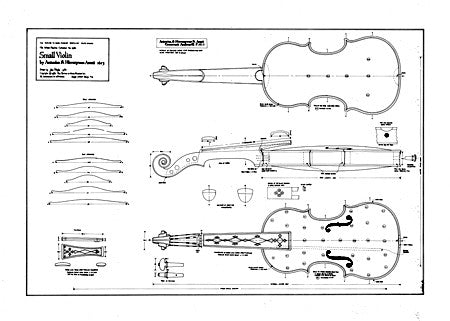 Technical Drawing:  Violino Piccolo, Girolamo Amati, 1613