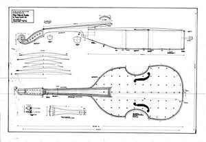 Technical Drawing: Bass Viol by Ventura Linarol, 1582